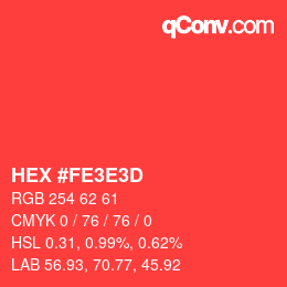 Color code: HEX #FE3E3D | qconv.com