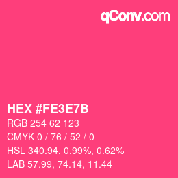 Color code: HEX #FE3E7B | qconv.com