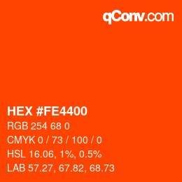 Color code: HEX #FE4400 | qconv.com
