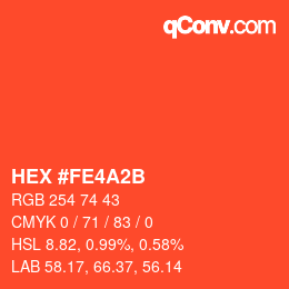 Color code: HEX #FE4A2B | qconv.com