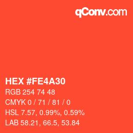 カラーコード: HEX #FE4A30 | qconv.com