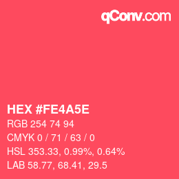 Color code: HEX #FE4A5E | qconv.com