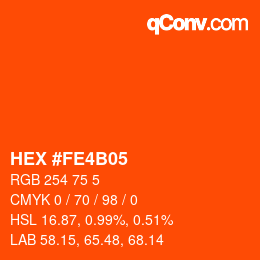 カラーコード: HEX #FE4B05 | qconv.com