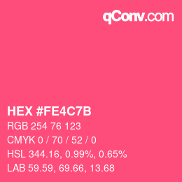 カラーコード: HEX #FE4C7B | qconv.com