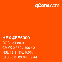 颜色代码: HEX #FE5000 | qconv.com