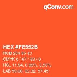 颜色代码: HEX #FE552B | qconv.com