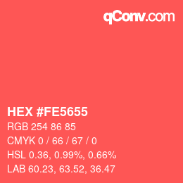 カラーコード: HEX #FE5655 | qconv.com