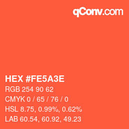 Color code: HEX #FE5A3E | qconv.com