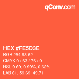 Color code: HEX #FE5D3E | qconv.com