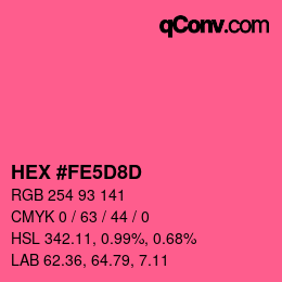 カラーコード: HEX #FE5D8D | qconv.com