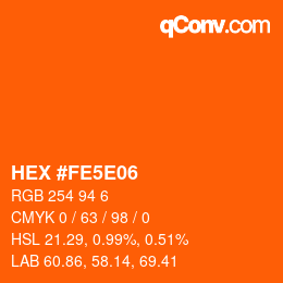 カラーコード: HEX #FE5E06 | qconv.com