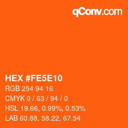 カラーコード: HEX #FE5E10 | qconv.com