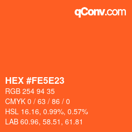 Color code: HEX #FE5E23 | qconv.com