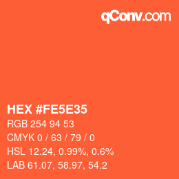 Color code: HEX #FE5E35 | qconv.com