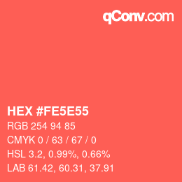 Color code: HEX #FE5E55 | qconv.com