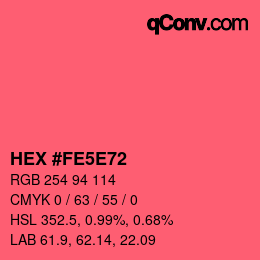 カラーコード: HEX #FE5E72 | qconv.com