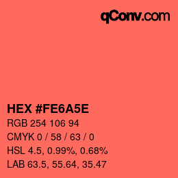 Color code: HEX #FE6A5E | qconv.com