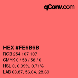Color code: HEX #FE6B6B | qconv.com