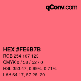 カラーコード: HEX #FE6B7B | qconv.com