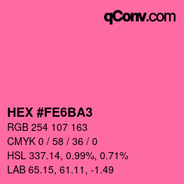 カラーコード: HEX #FE6BA3 | qconv.com