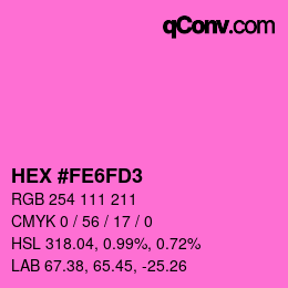 カラーコード: HEX #FE6FD3 | qconv.com