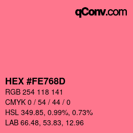 カラーコード: HEX #FE768D | qconv.com