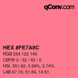 カラーコード: HEX #FE7A8C | qconv.com