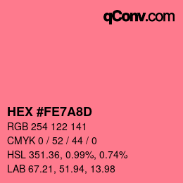 カラーコード: HEX #FE7A8D | qconv.com