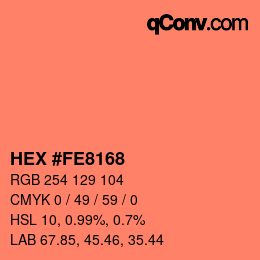 颜色代码: HEX #FE8168 | qconv.com