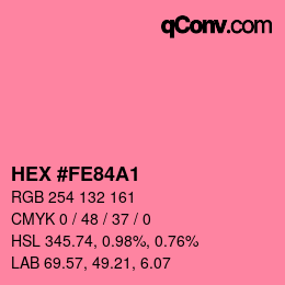 カラーコード: HEX #FE84A1 | qconv.com