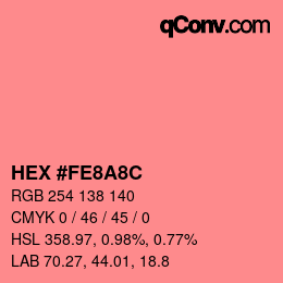 Color code: HEX #FE8A8C | qconv.com