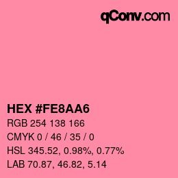 カラーコード: HEX #FE8AA6 | qconv.com