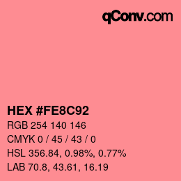 颜色代码: HEX #FE8C92 | qconv.com