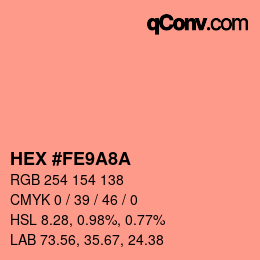 Color code: HEX #FE9A8A | qconv.com
