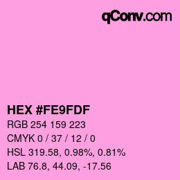カラーコード: HEX #FE9FDF | qconv.com