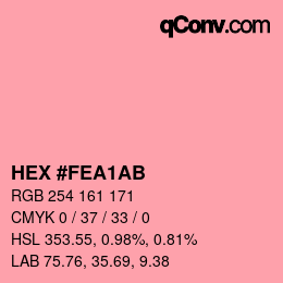 Color code: HEX #FEA1AB | qconv.com