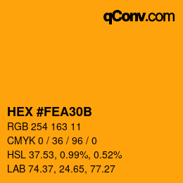颜色代码: HEX #FEA30B | qconv.com