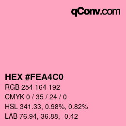 Code couleur: HEX #FEA4C0 | qconv.com