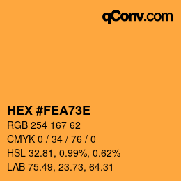 カラーコード: HEX #FEA73E | qconv.com