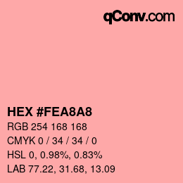 Color code: HEX #FEA8A8 | qconv.com