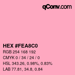 Farbcode: HEX #FEA8C0 | qconv.com
