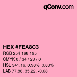 カラーコード: HEX #FEA8C3 | qconv.com