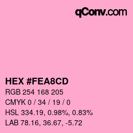 カラーコード: HEX #FEA8CD | qconv.com