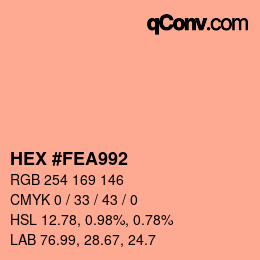 Farbcode: HEX #FEA992 | qconv.com