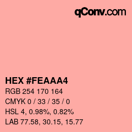 カラーコード: HEX #FEAAA4 | qconv.com