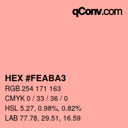カラーコード: HEX #FEABA3 | qconv.com