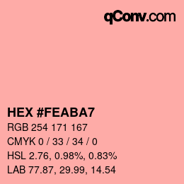 Color code: HEX #FEABA7 | qconv.com