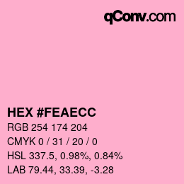 Color code: HEX #FEAECC | qconv.com