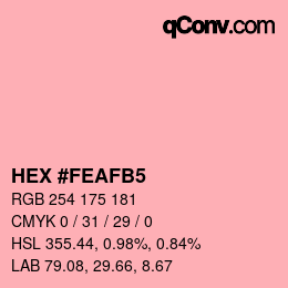 カラーコード: HEX #FEAFB5 | qconv.com