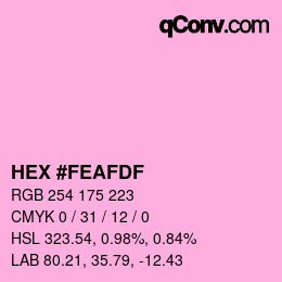 Color code: HEX #FEAFDF | qconv.com